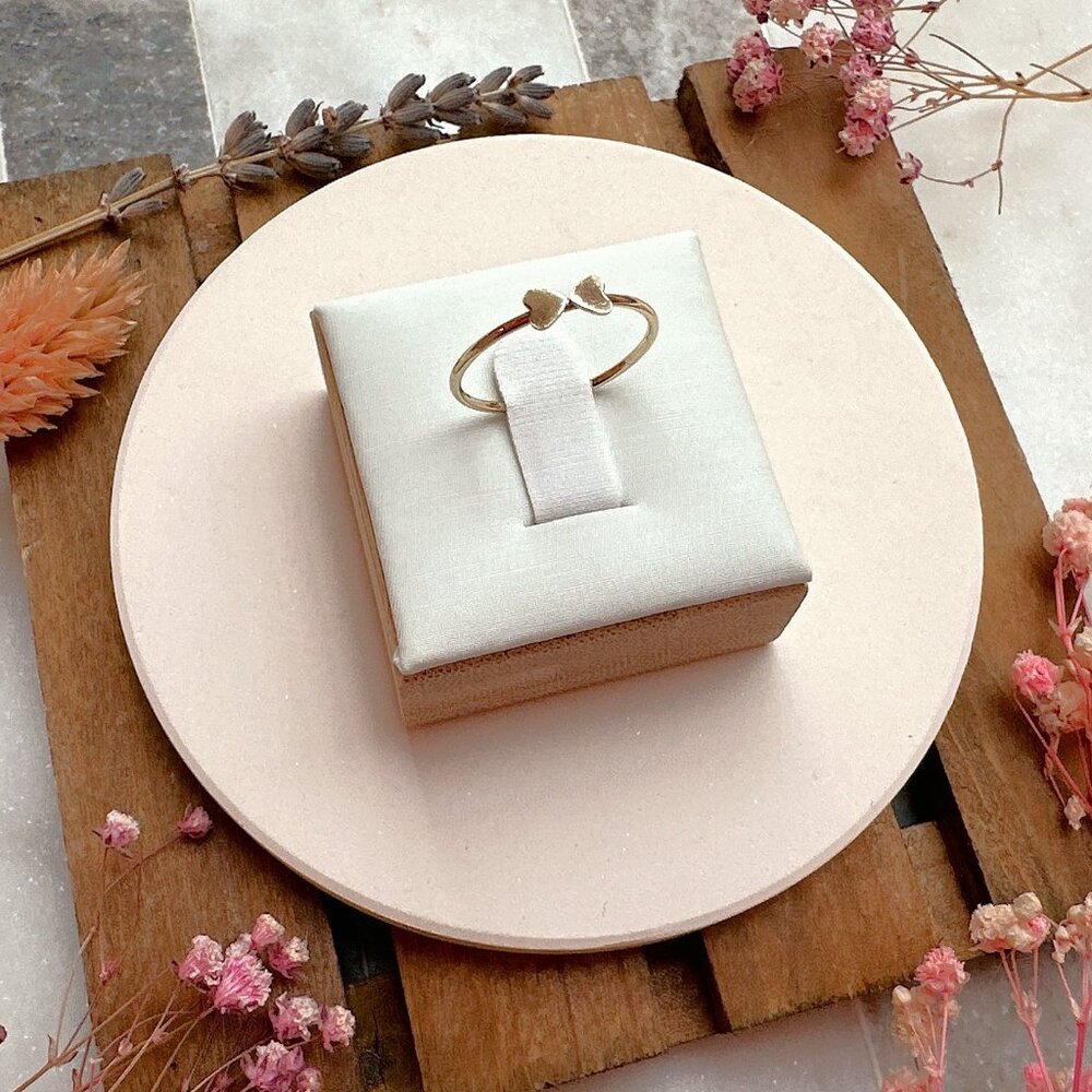 Double Tiny Heart Gold Ring | 14k Gold Filled